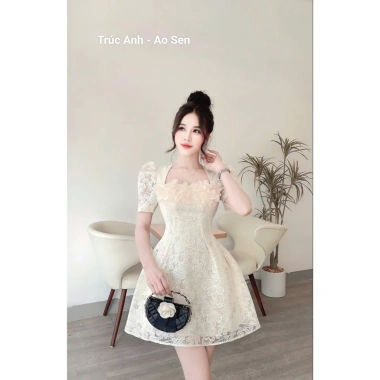 Váy Nữ Nori Dáng Xòe Tay Bồng Ren Hoa Cao Cấp Đi Tiệc Sang Trọng Lagoo Elegent 289.899₫ 7