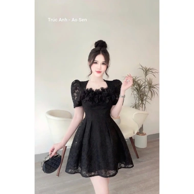 Váy Nữ Nori Dáng Xòe Tay Bồng Ren Hoa Cao Cấp Đi Tiệc Sang Trọng Lagoo Elegent 289.899₫ 10