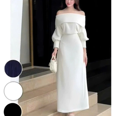 Váy Nữ Sang Chảnh Dài Tay Trễ Vai Mùa Đông Đầm Dự Tiệc Thanh Lịch V28E 346k 6
