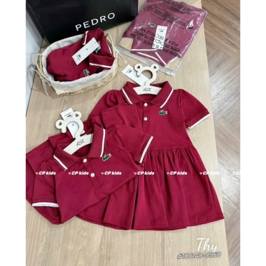 Váy polo hè Tini Kids cho bé gái màu đỏ, mềm mịn 8‑24kg, giảm còn 99.000đ