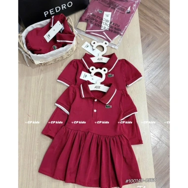 Váy polo hè Tini Kids cho bé gái màu đỏ, mềm mịn 8‑24kg, giảm còn 99.000đ