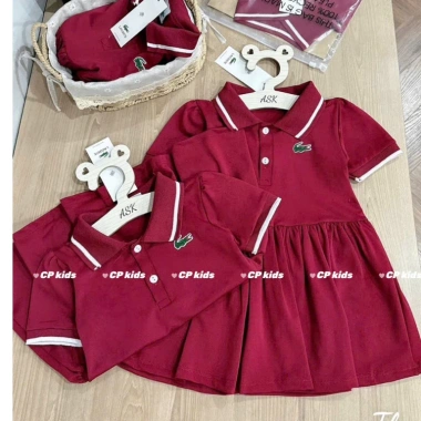 Váy polo hè Tini Kids cho bé gái màu đỏ, mềm mịn 8‑24kg, giảm còn 99.000đ