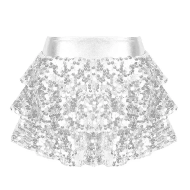 Váy Quần Short Kim Sa Lấp Lánh Bé Gái - Culottes Co Giãn Dây Thắt Lưng, Khiêu Vũ Sân Khấu