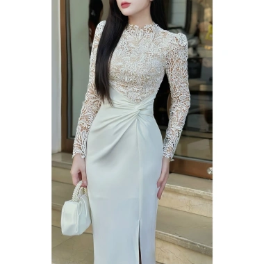 Váy ren cao cấp body đuôi công hoa văn – đẹp dịu dàng cho tiệc, du lịch, hẹn hò