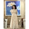 Váy ren lót nude dài tay, thiết kế hở lưng cao cấp, giá chỉ 490k 5