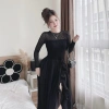 Váy ren phối tơ dài xẻ tà hoa, cổ tròn - Thời trang tiệc du lịch, giảm 20% 6