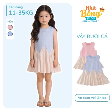 Váy Sát Nách Bé Gái Phối Màu Dáng Xòe Nhẹ Vải Mềm Thoáng Mát Nhà Bông 165.000 VND