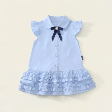 Váy sơ mi bé gái sát nách cotton an toàn, kèm nơ rời xinh, phong cách học sinh - Giá chỉ 199.000 VND 10