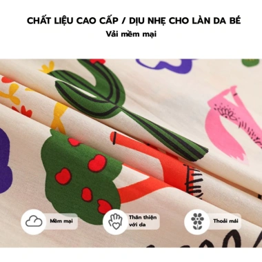 Váy sơ mi bé gái tay ngắn họa tiết hoạt hình dễ thương, vải mềm, thoáng mát nhà bông 9