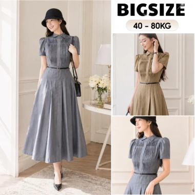 Váy Sơ Mi BIGSIZE JUCY Dập Ly Dáng Dài Cao Cấp Đầm Công Sở – Tặng Dây Lưng – Size Lớn, Thời Trang Nữ, Chỉ 350.000 VND