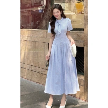 Váy sơ mi kẻ VSM28 đầm dài công sở thanh lịch cổ nơ tiểu thư Firstdateclothing 239k 3 Váy sơ mi kẻ VSM28 đầm dài công sở thanh lịch cổ nơ tiểu thư Firstdateclothing 239k 3