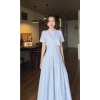 Váy sơ mi kẻ VSM28 đầm dài công sở thanh lịch cổ nơ tiểu thư Firstdateclothing 239k 4
