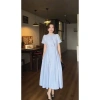 Váy sơ mi kẻ VSM28 đầm dài công sở thanh lịch cổ nơ tiểu thư Firstdateclothing 239k 5