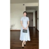 Váy sơ mi kẻ VSM28 đầm dài công sở thanh lịch cổ nơ tiểu thư Firstdateclothing 239k 7