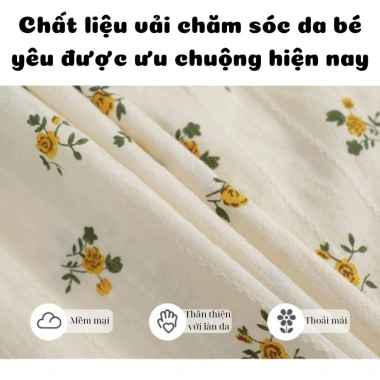 Váy Suông Hoa Nhí Bé Gái Cổ Tròn Dáng Xòe Đẹp - Chất Liệu Mềm Mại Giá 185k