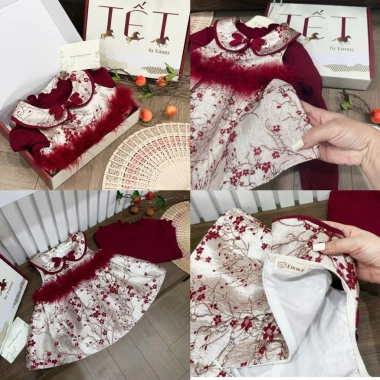 Váy Tết bé gái lông váy tháo rời và áo giữ nhiệt EmbeMochi 6-20kg Giá 295k Váy Tết bé gái lông váy tháo rời và áo giữ nhiệt EmbeMochi 6-20kg Giá 295k