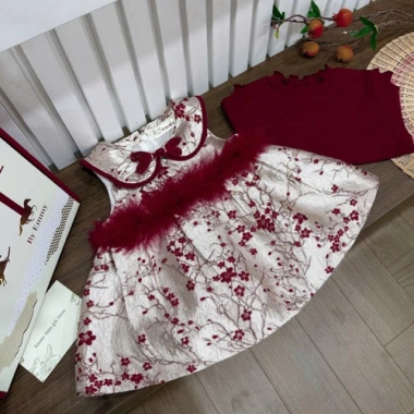 Váy Tết bé gái lông váy tháo rời và áo giữ nhiệt EmbeMochi 6-20kg Giá 295k 3 Váy Tết bé gái lông váy tháo rời và áo giữ nhiệt EmbeMochi 6-20kg Giá 295k 3
