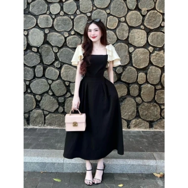 Váy Thiết Kế Bigsize Nista Đầm Tay Nơ Bèo Dáng A Xoè Size 60‑90 Giá 395k