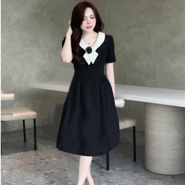 Váy thiết kế cổ vạt chéo hoa trà thanh lịch, nhẹ nhàng, Bigsize V20 – 374k 2 Váy thiết kế cổ vạt chéo hoa trà thanh lịch, nhẹ nhàng, Bigsize V20 – 374k 2