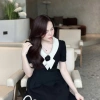 Váy thiết kế cổ vạt chéo hoa trà thanh lịch, nhẹ nhàng, Bigsize V20 – 374k 5