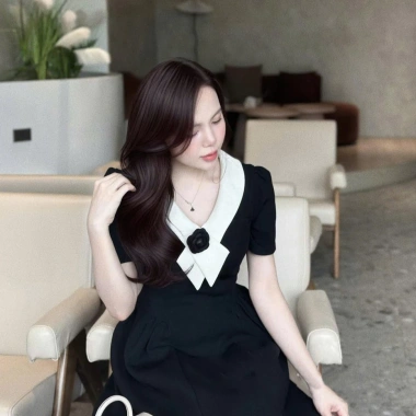 Váy thiết kế cổ vạt chéo hoa trà thanh lịch, nhẹ nhàng, Bigsize V20 – 374k 5 Váy thiết kế cổ vạt chéo hoa trà thanh lịch, nhẹ nhàng, Bigsize V20 – 374k 5