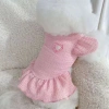 Váy thú cưng thoáng khí mát mẻ họa tiết trái tim 2 chân Pomeranian, Shih Tzu, chống rụng lông, dễ thương mùa hè