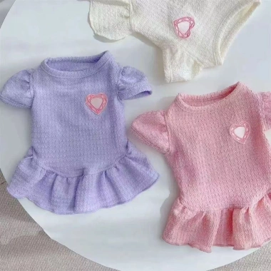 Váy thú cưng thoáng khí mát mẻ họa tiết trái tim 2 chân Pomeranian, Shih Tzu, chống rụng lông, dễ thương mùa hè 2
