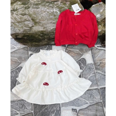 Váy thu đông bé gái baby doll dài tay áo khoác đỏ tiểu thư 10-30kg Tini Kids - Giá 175k 8