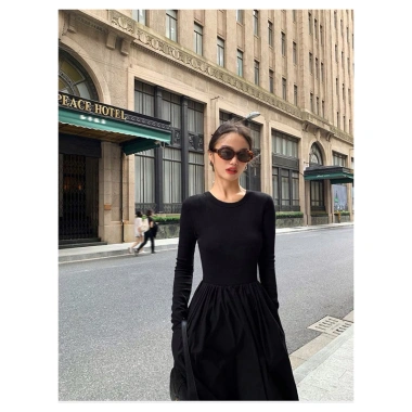Váy Thun Công Sở Sang Chảnh Cổ Cao Hack Dáng Dài Tay Ellie Dress 149k