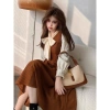 Váy tiểu thư nhung xòe, sơ mi voan, thắt nơ to - Đầm công sở MONOKA size S-L 4