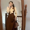 Váy tiểu thư nhung xòe, sơ mi voan, thắt nơ to - Đầm công sở MONOKA size S-L 10