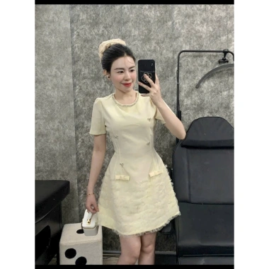 Váy Tiểu Thư Sang Chảnh Đính Hoa Cổ Dáng Xòe Thiết Kế Thời Trang Nữ N263 MORI