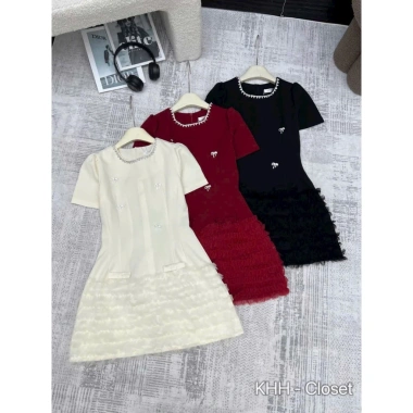 Váy Tiểu Thư Sang Chảnh Đính Hoa Cổ Dáng Xòe Thiết Kế Thời Trang Nữ N263 MORI