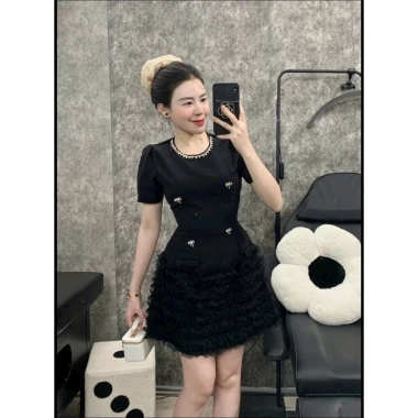Váy Tiểu Thư Sang Chảnh Đính Hoa Cổ Dáng Xòe Thiết Kế Thời Trang Nữ N263 MORI 6 Váy Tiểu Thư Sang Chảnh Đính Hoa Cổ Dáng Xòe Thiết Kế Thời Trang Nữ N263 MORI 6