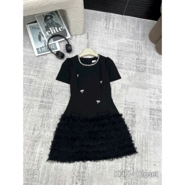 Váy Tiểu Thư Sang Chảnh Đính Hoa Cổ Dáng Xòe Thiết Kế Thời Trang Nữ N263 MORI