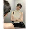 Váy Tính Khí Retro Off-the-Shoulder Nữ Mùa Hè 2.024 Thiết Kế Sling Dây Rút Đào Vai 2