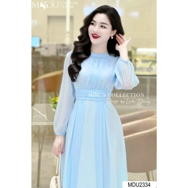 Váy Tơ Hàn MDU2.334 Dáng Tay Dài Nhẹ Nhàng, Lịch Thanh, Giá Ưu Đãi 505.000 VNĐ
