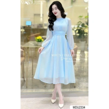 Váy Tơ Hàn MDU2.334 Dáng Tay Dài Nhẹ Nhàng, Lịch Thanh, Giá Ưu Đãi 505.000 VNĐ