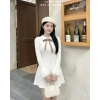 Váy trắng xòe Ivy Dress cổ bèo tay lông vũ len - Lễ hội Noel và Tết, chụp ảnh café, giảm giá 355k 6