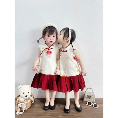 Váy Trung Hoa Cổ Tàu Bé Gái 8-28kg In Hoa Nhẹ Nhàng, Đẹp Dễ Thương - Giá 109.000 6