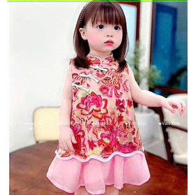 Váy Trung Hoa Cổ Tàu Bé Gái 8-28kg In Hoa Nhẹ Nhàng, Đẹp Dễ Thương - Giá 109.000 9