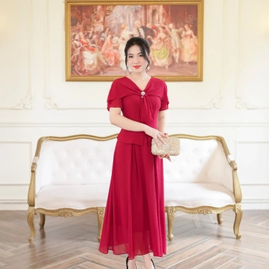 Váy Trung Niên Sang Trọng cho Mẹ - Đầm Linh Trà Đi Tiệc Thanh Lịch 309.700₫