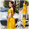 Váy vàng tafta DVC dự tiệc dáng A xòe cổ V lệch sang - Giá ưu đãi 465.000đ 5