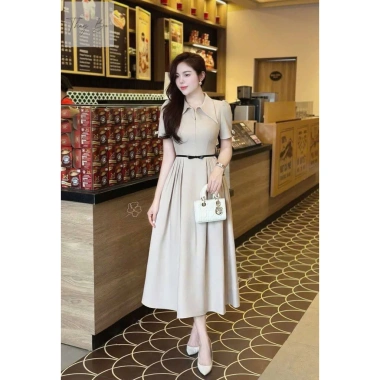 Váy Win V385 cổ bẻ dáng xoè chân xếp ly nữ đi làm công sở thanh lịch giảm còn 350.000₫
