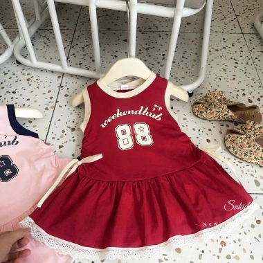 Váy Xinh A19 Bé Gái Ren Rút Nơ Cotton Mềm Mại Size 10‑20kg Giá Ưu Đãi 125k 2