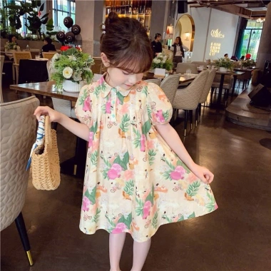 Váy xinh họa Tết nhẹ nhàng đính nơ cho bé gái 8-45kg - Happy Kids G47 giảm còn 129k
