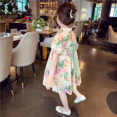 Váy xinh họa Tết nhẹ nhàng đính nơ cho bé gái 8-45kg - Happy Kids G47 giảm còn 129k