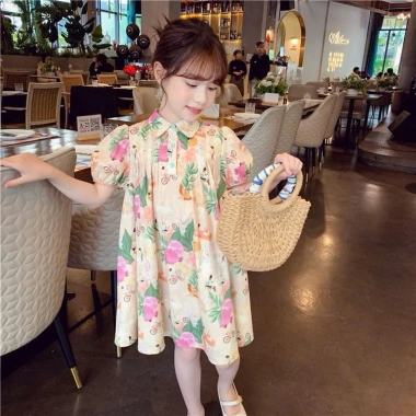 Váy xinh họa Tết nhẹ nhàng đính nơ cho bé gái 8-45kg - Happy Kids G47 giảm còn 129k