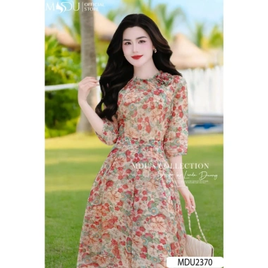 Váy Xòe Dài Tay Công Sở Đa Năng Đính Hoa Vai Tơ Xước Cao Cấp Giá 729.000 VND 2