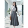 Váy Xòe DVC Ghi Cổ Nơ Phối Tơ DS7.363 - Dolce Viva Collection - Giá 520k